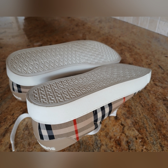 Nwt-Burberry Albridge leather check laceUp Sneaker-Thick WhiteSole-Made In Italy - Picture 8 of 13